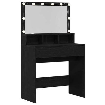 Smyckebord med låda Svart Ek 80 x 41 x 134,5 cm Konstruerat trä