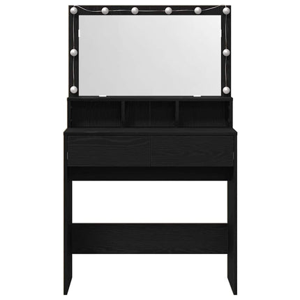 Smyckebord med låda Svart Ek 80 x 41 x 134,5 cm Konstruerat trä