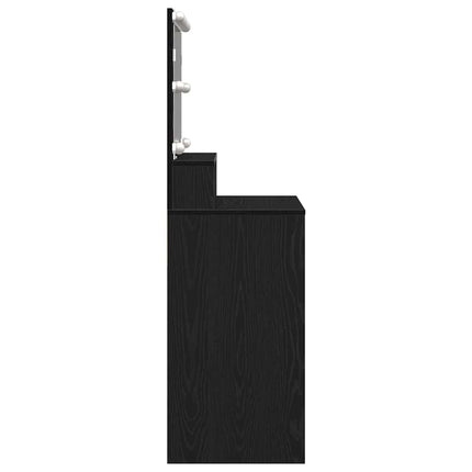 Smyckebord med låda Svart Ek 80 x 41 x 134,5 cm Konstruerat trä