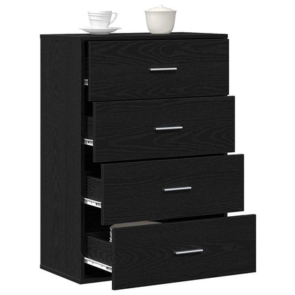 Sideboard med låda Svart Ek 60 x 31 x 84 cm Konstruerat trä