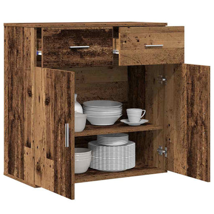 Sideboard med låda Gammalt trä 78 x 38 x 80 cm Konstruerat trä