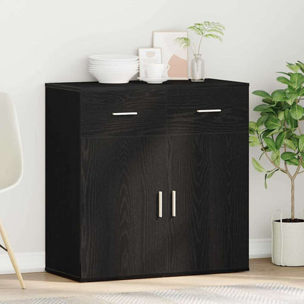 Sideboard med låda Svart Ek 78 x 38 x 80 cm Konstruerat trä