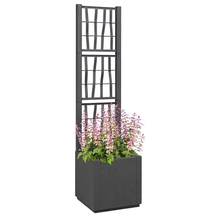 Trädgårdsplanterare med trellis Mörkgrå 36 x 36 x 140 cm PP