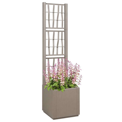 Trädgårdsplanterare med trellis Ljusbrun 36 x 36 x 140 cm PP