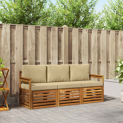 Soffgrupper 3 pcs Naturlig och Beige Massivt Akaciaträ