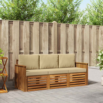 Soffgrupper 3 pcs Naturlig och Beige Massivt Akaciaträ