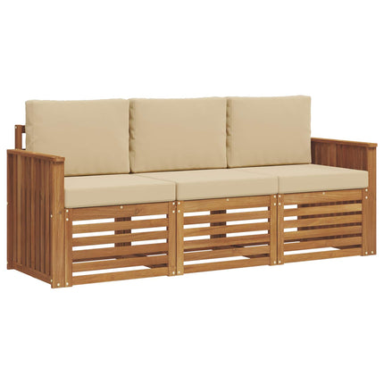 Soffgrupper 3 pcs Naturlig och Beige Massivt Akaciaträ
