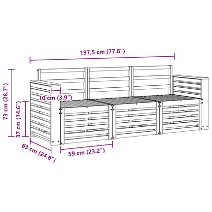 Soffgrupper 3 pcs Naturfärg Massivt Akaciaträ