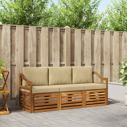 Soffgrupper 3 pcs Naturlig och Beige Massivt Akaciaträ