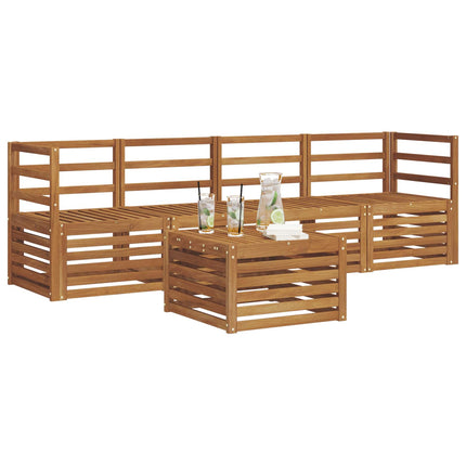 Soffgrupper 5 pcs Naturfärg Massivt Akaciaträ