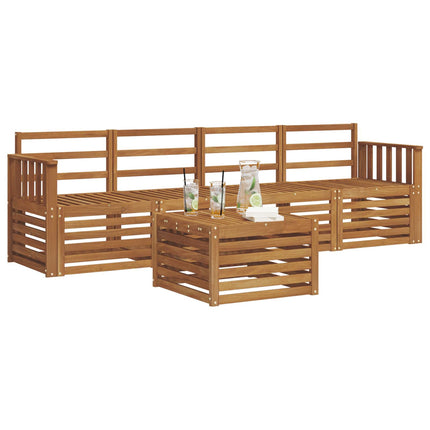 Soffgrupper 5 pcs Naturfärg Massivt Akaciaträ