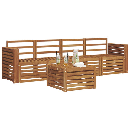 Soffgrupper 5 pcs Naturfärg Massivt Akaciaträ