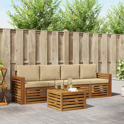 Utomhussoffset 5 pcs Naturlig och Beige Massivt Akaciaträ