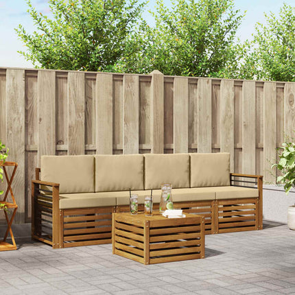 Utomhussoffset 5 pcs Naturlig och Beige Massivt Akaciaträ