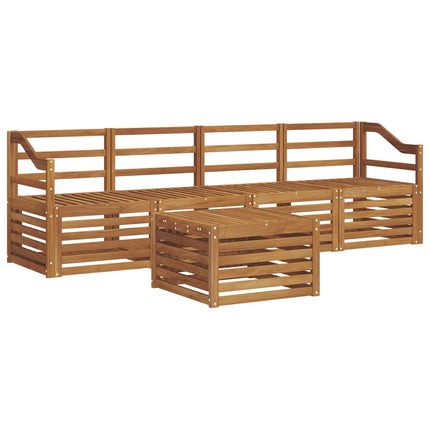 Soffgrupper 5 pcs Naturfärg Massivt Akaciaträ