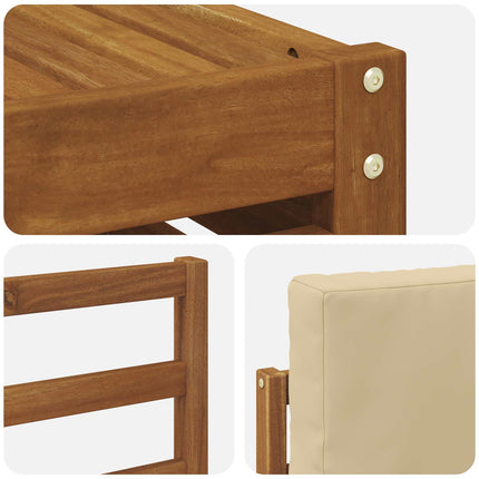 Soffgrupper 6 pcs Naturlig och Beige Massivt Akaciaträ