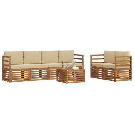 Utomhussoffset 7 pcs Naturlig och Beige Massivt Akaciaträ