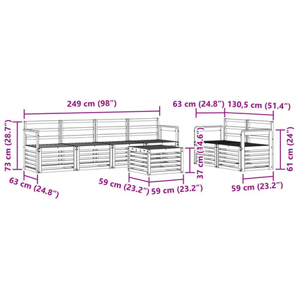 Utomhussoffset 7 pcs Naturfärg Massivt Akaciaträ
