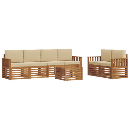 Utomhussoffset 7 pcs Naturlig och Beige Massivt Akaciaträ