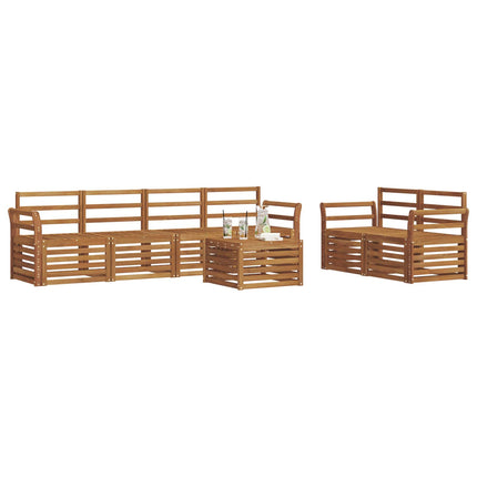Utomhussoffset 7 pcs Naturfärg Massivt Akaciaträ