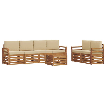 Utomhussoffset 7 pcs Naturlig och Beige Massivt Akaciaträ