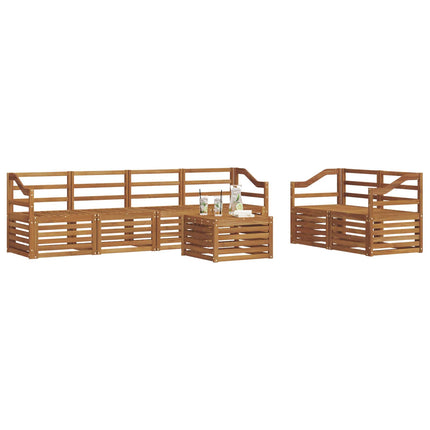Utomhussoffset 7 pcs Naturfärg Massivt Akaciaträ