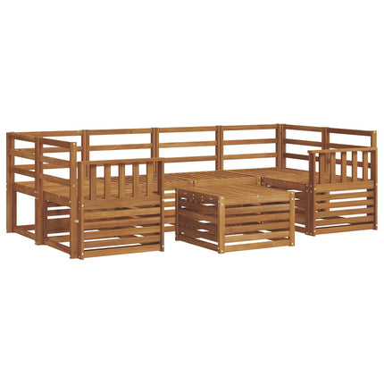 Utomhussoffset 7 pcs Naturfärg Massivt Akaciaträ