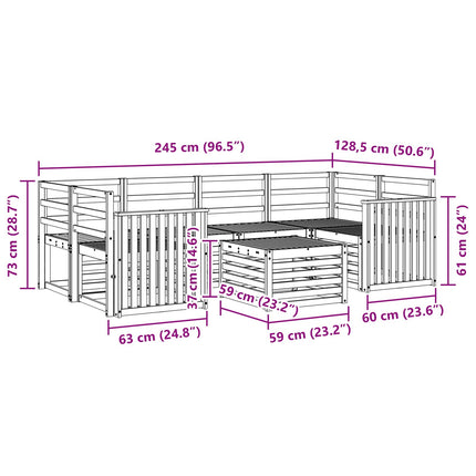 Utomhussoffset 7 pcs Naturfärg Massivt Akaciaträ