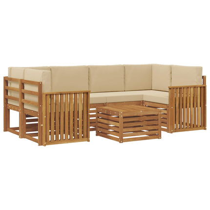 Utomhussoffset 7 st Naturlig och Beige Massivt Akaciaträ