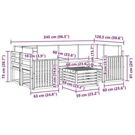 Utomhussoffset 7 pcs Naturlig och Beige Massivt Akaciaträ
