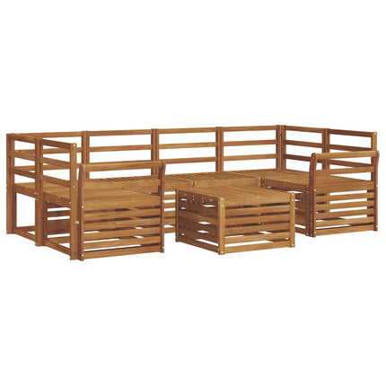 Utomhussoffset 7 pcs Naturfärg Massivt Akaciaträ