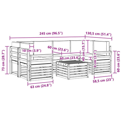 Utomhussoffset 7 pcs Naturlig och Beige Massivt Akaciaträ
