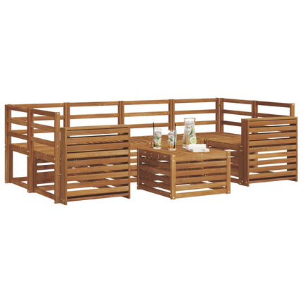 Utomhussoffset 7 pcs Naturfärg Massivt Akaciaträ
