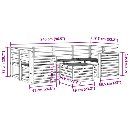 Utomhussoffset 7 pcs Naturfärg Massivt Akaciaträ