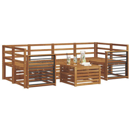Soffgrupper 7 pcs Naturfärg Massivt Akaciaträ