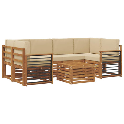 Utomhussoffset 7 pcs Naturlig och Beige Massivt Akaciaträ