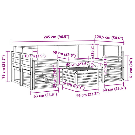 Utomhussoffset 7 pcs Naturlig och Beige Massivt Akaciaträ