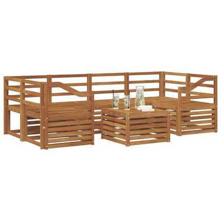 Utomhussoffset 7 pcs Naturfärg Massivt Akaciaträ