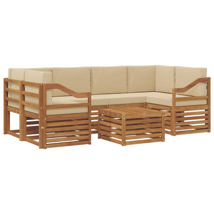 Utomhussoffset 7 pcs Naturlig och Beige Massivt Akaciaträ