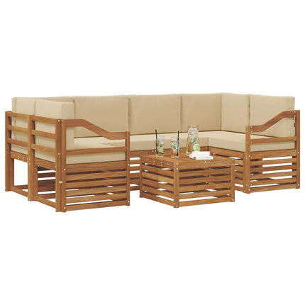 Utomhussoffset 7 st Naturlig och Beige Massivt Akaciaträ
