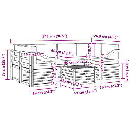 Utomhussoffset 7 pcs Naturlig och Beige Massivt Akaciaträ