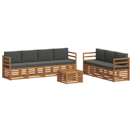 Soffgrupper 8 pcs Naturlig och Antracit Massivt Akaciaträ