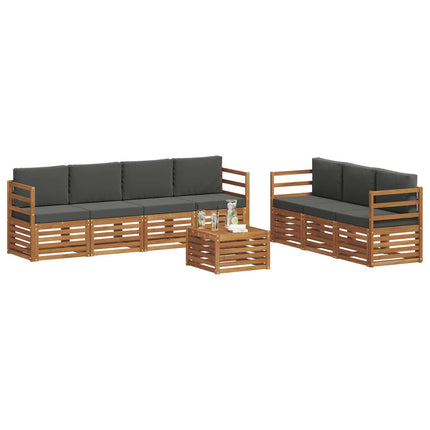 Soffgrupper 8 pcs Naturlig och Antracit Massivt Akaciaträ