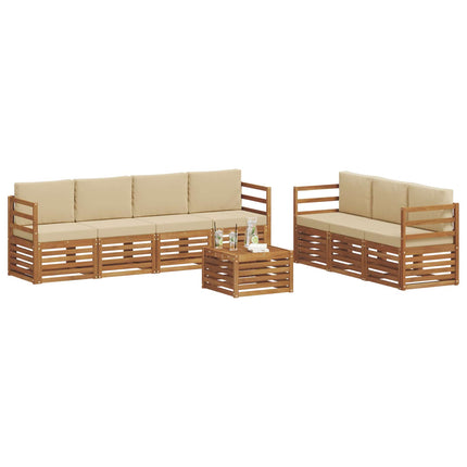 Soffgrupper 8 pcs Naturlig och Beige Massivt Akaciaträ