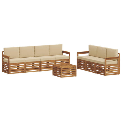 Soffgrupper 8 pcs Naturlig och Beige Massivt Akaciaträ