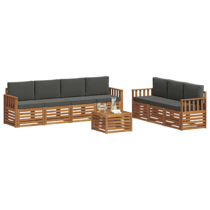 Soffgrupper 8 pcs Naturlig och Antracit Massivt Akaciaträ