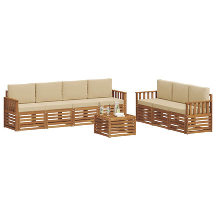 Soffgrupper 8 pcs Naturlig och Beige Massivt Akaciaträ