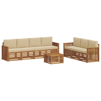Soffgrupper 8 pcs Naturlig och Beige Massivt Akaciaträ