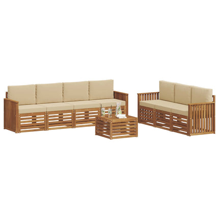 Soffgrupper 8 pcs Naturlig och Beige Massivt Akaciaträ