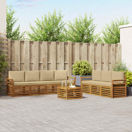 Soffgrupper 8 pcs Naturlig och Beige Massivt Akaciaträ
